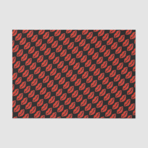 Black Red Kiss Lips Lipstick Valentine's Tissue Tissue Paper