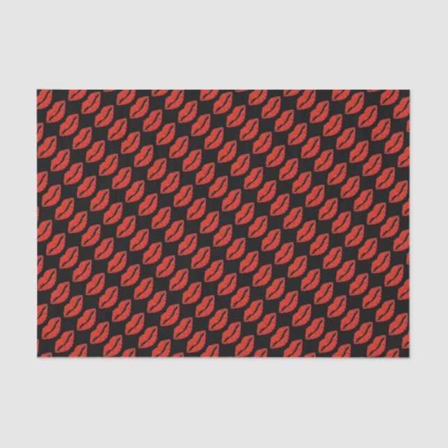 Black Red Kiss Lips Lipstick Valentine's Tissue Tissue Paper (Front)