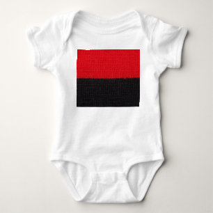 Black-red knit: striped closeup. baby bodysuit