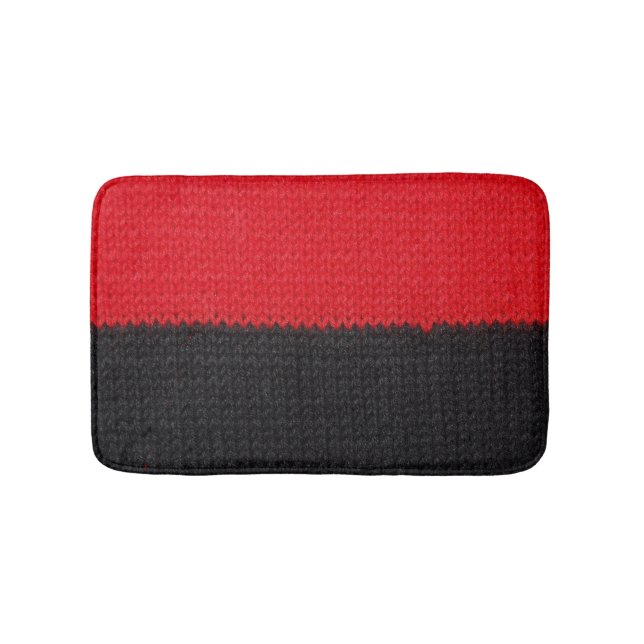 Black-red knit: striped closeup. bath mat (Front)