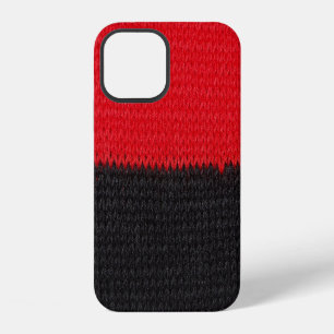 Black-red knit: striped closeup. iPhone 12 case