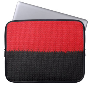 Black-red knit: striped closeup. laptop sleeve