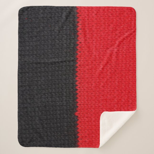 Black-red knit: striped closeup. sherpa blanket (Front)