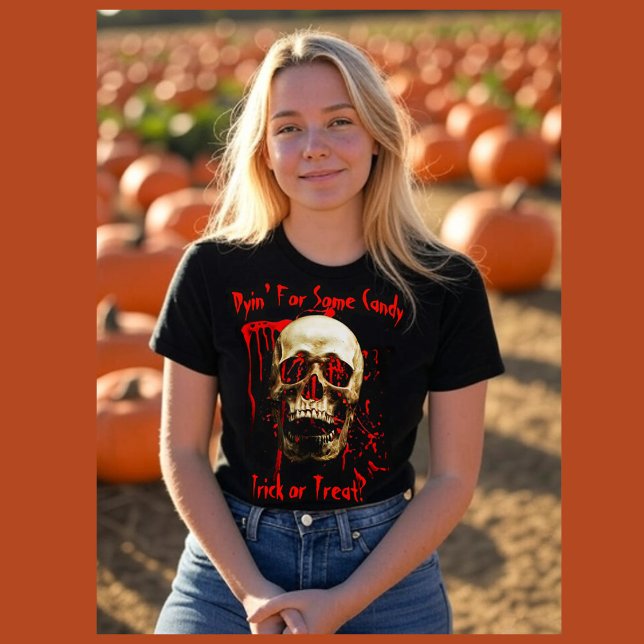 Black & Red Laughing Skull Bloody Halloween T-Shirt (Creator Uploaded)