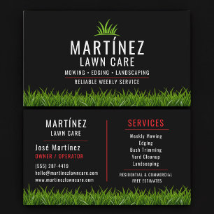Black & Red Lawn Care Landscaping Business Card