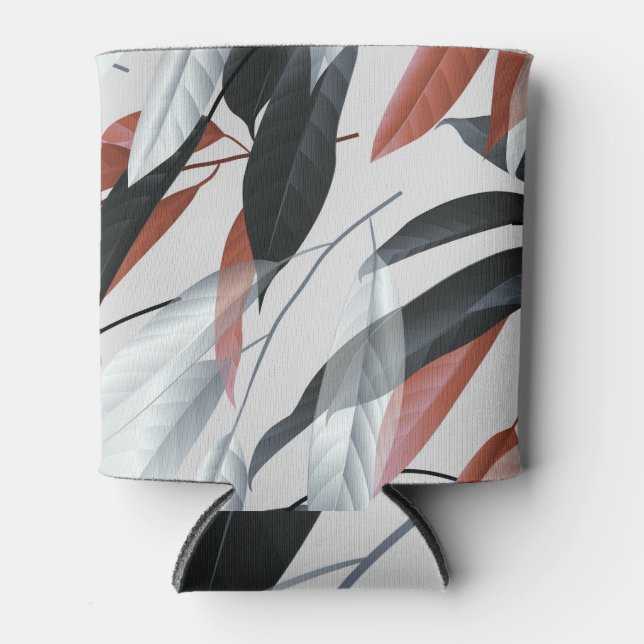 Black Red Leaves: Seamless Background Can Cooler (Front)