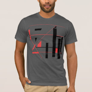 Black Red Lines Shapes Geometric Abstract MCM Look T-Shirt