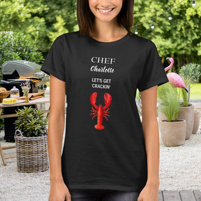 Black red lobster crawfish boil party chef cook T-Shirt (Creator Uploaded)