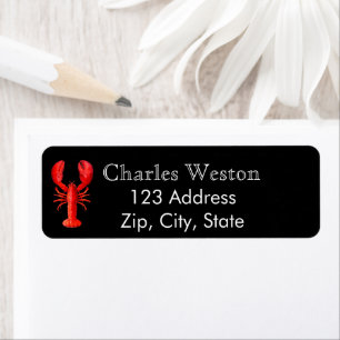 Black red lobster return address label
