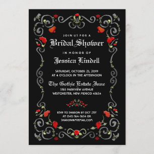 Black & Red LOVE Halloween Gothic Bridal Shower Invitation