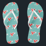 Black & Red Love Heart Flip Flops<br><div class="desc">Love heart wedding flip flops.</div>