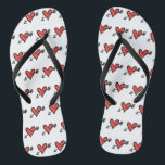 Black & Red Love Heart Flip Flops<br><div class="desc">Love heart wedding flip flops.</div>