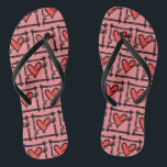 Black & Red Love Heart Flip Flops<br><div class="desc">Love heart wedding flip flops.</div>