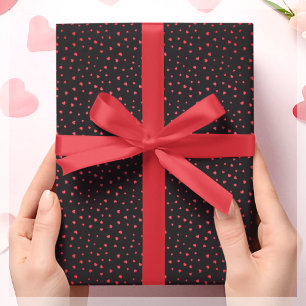 Black & Red Love Heart Gift Wrapping Paper