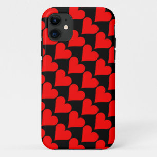 Black red love hearts case