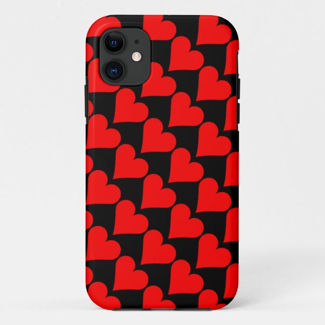 Black red love hearts case (Back)