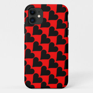 Black red love hearts case