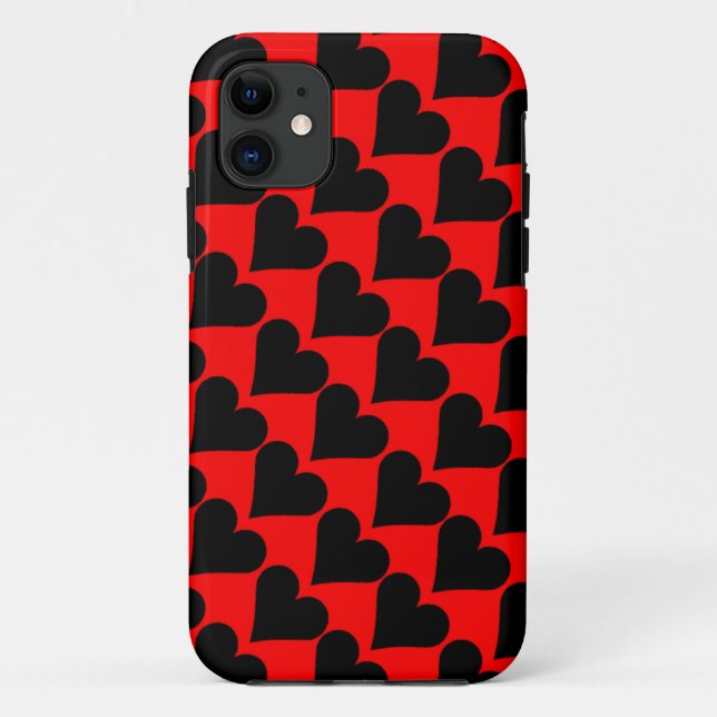 Black red love hearts case (Back)