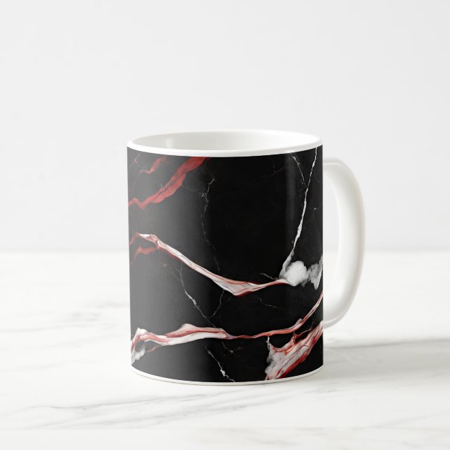  Black Red Marble Coffee Mug (Front Right)