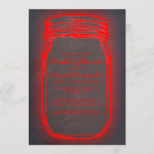 Black & Red Mason Jar Bridal Shower Invitations
