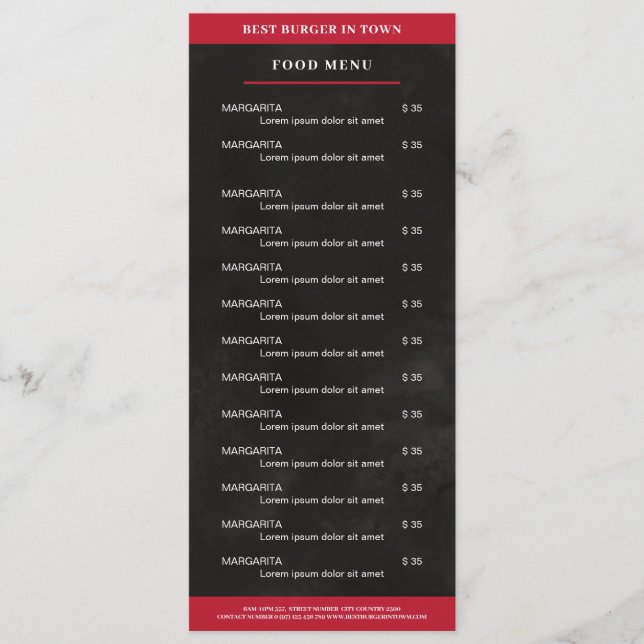 Black, red menu (Front)