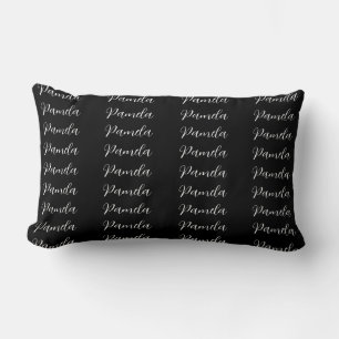 Black Red Minimalist Add Name Personalised Lumbar Cushion