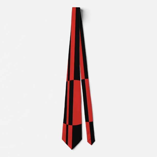 Black red modern circle stripes positive negative tie (Front)