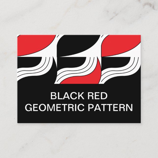 Black Red Modern Geometric Business Card (Front)