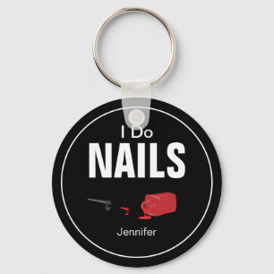 Black Red Modern I Do Nails(Nail Technician) Key Ring