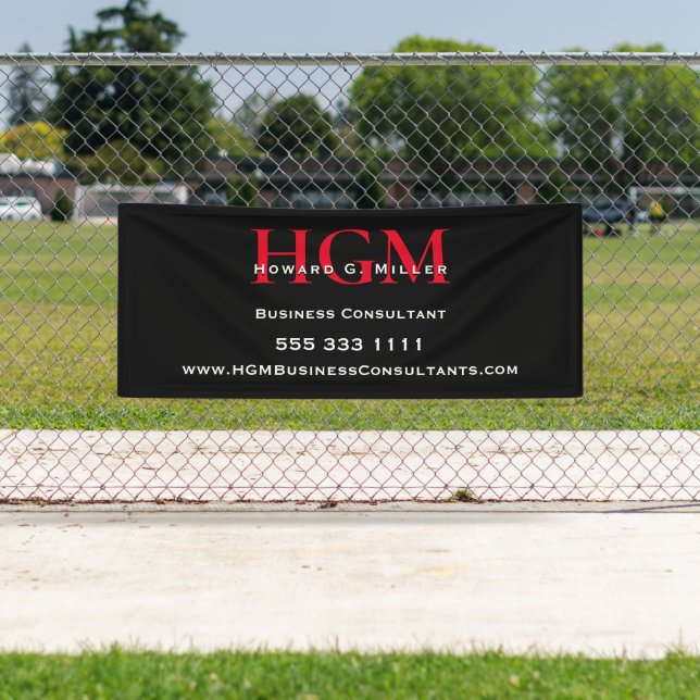 Black Red Monogram Business Logo Banner (Insitu)