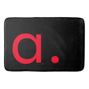 Black Red Monogram Initial Letter Modern Plain Bath Mat