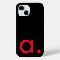Black Red Monogram Initial Letter Modern Plain