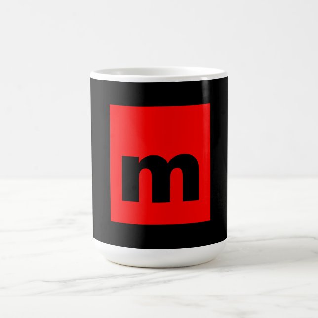 Black Red Monogram Initial Letter Modern Plain Coffee Mug (Center)