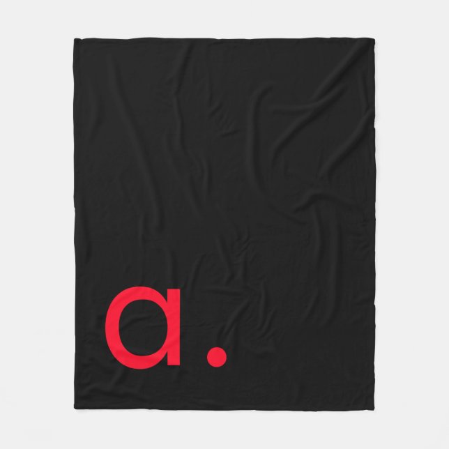 Black Red Monogram Initial Letter Modern Plain Fleece Blanket (Front)