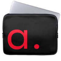 Black Red Monogram Initial Letter Modern Plain