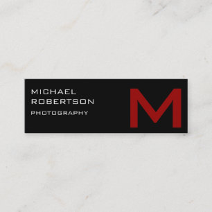 Black Red Monogram Photographer Business Card