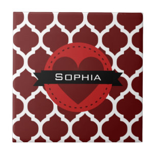 Black Red Moroccan Lattice Pattern Tile