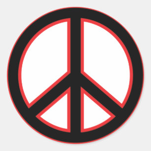 Black & Red Peace Symbol Classic Round Sticker