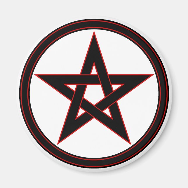 Black & red pentacle magnet (Front)