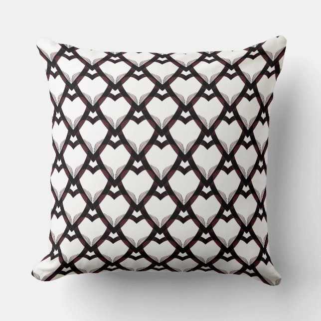 Black Red Pink hearts Cushion (Front)