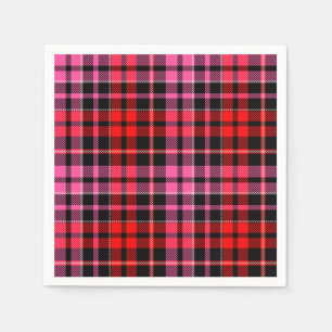 Black Red Pink Plaid Tartan Design  Napkin