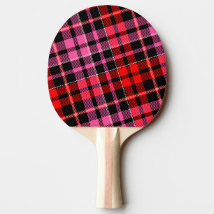Black Red Pink Plaid Tartan Design Ping Pong Paddle