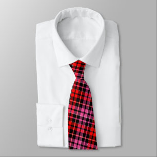 Black Red Pink Plaid Tartan Design  Tie