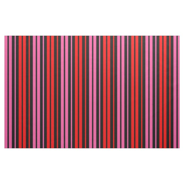 Black Red Pink Vertical Stripes Design Classic  Fabric (Fat Quarter)