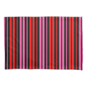 Black Red Pink Vertical Stripes Design Classic  Pillowcase
