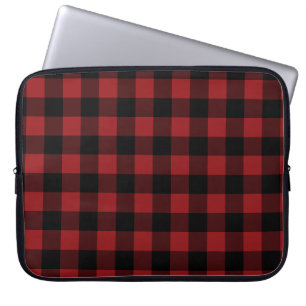 Black Red Plaid Check Laptop Sleeve