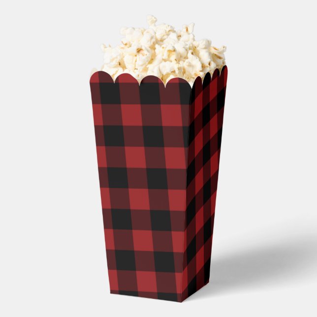 Black Red Plaid Check Popcorn Box (Popped)