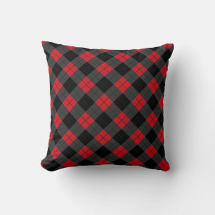 Black & Red Plaid Checked Cushion