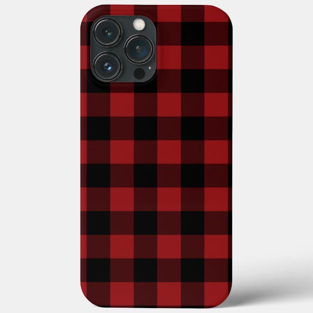 Black & Red Plaid Checked - Elegant Case-Mate iPhone Case (Back)