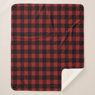 Black & Red Plaid Checked - Sherpa Blanket